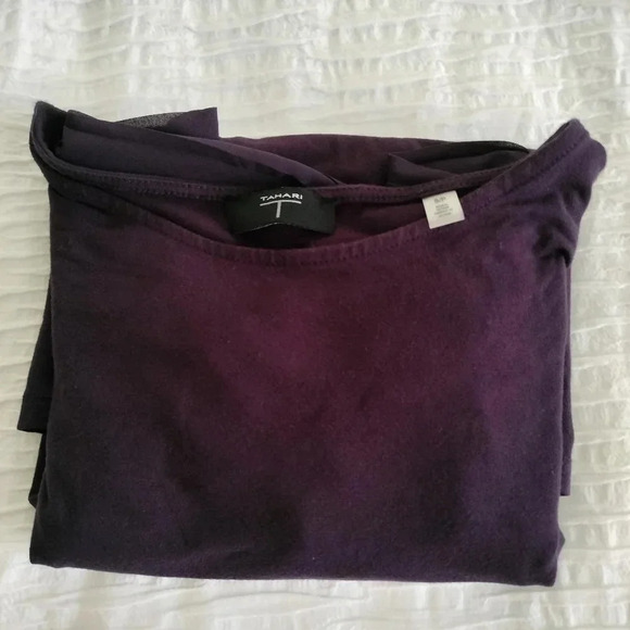 Purple Tahari Top Tulle Pouf Sleeves Sz S/P - Picture 9 of 9